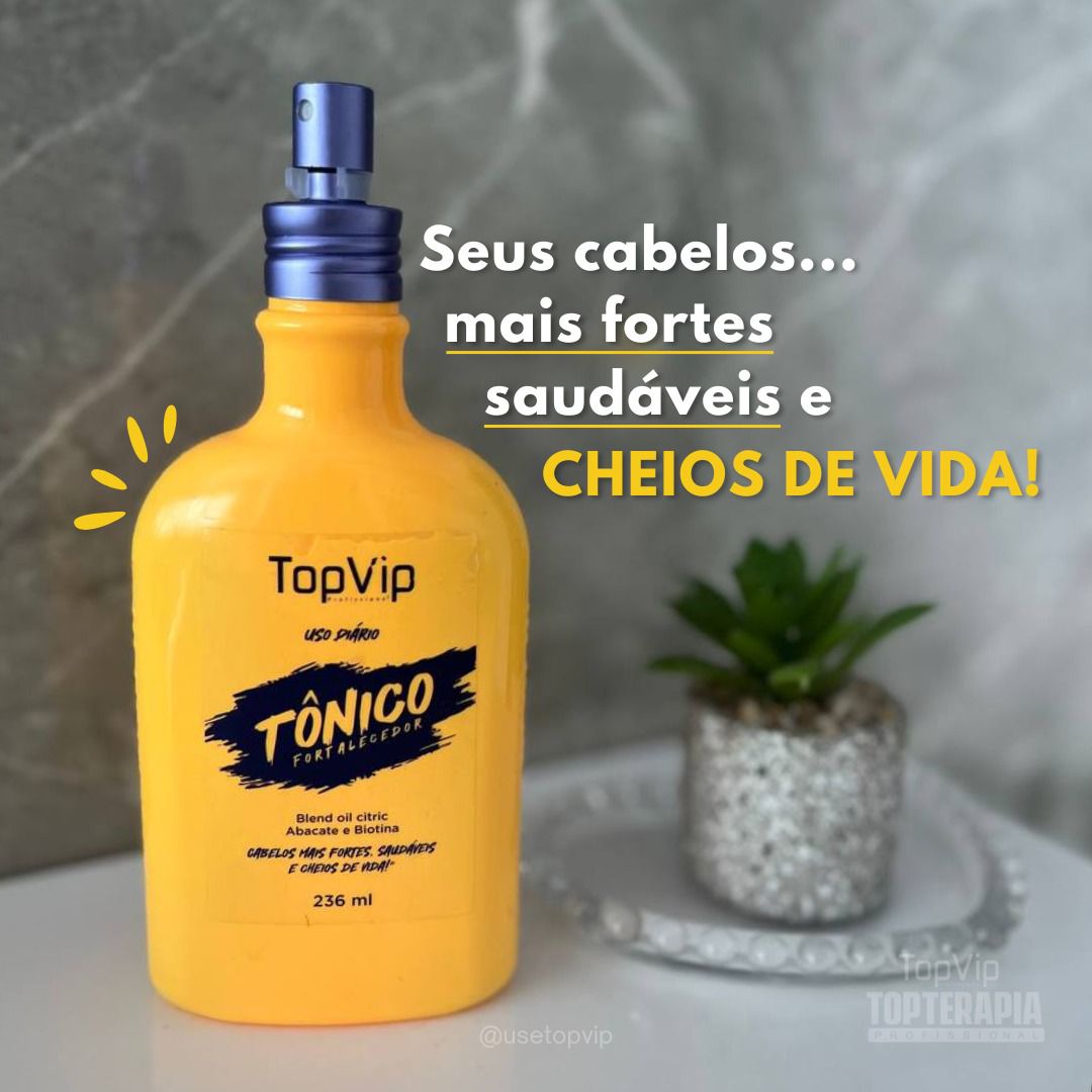 Uso diário do Tônico Fortalecedor Capilar TopVip para estímulo contínuo do crescimento