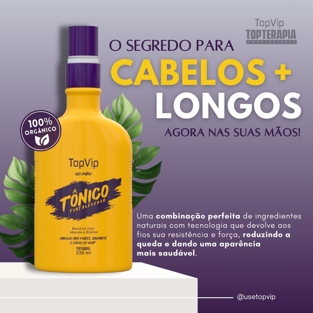 Antes e depois do tratamento com Tônico Fortalecedor TopVip - crescimento e densidade visível