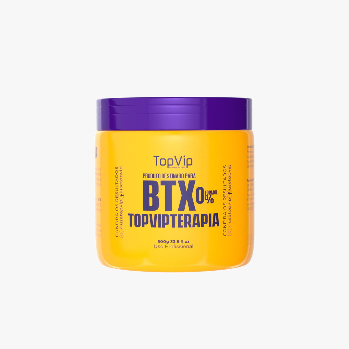 Pote do BTX Capilar Topterapia 500g para redução de volume e reconstrução sem formol