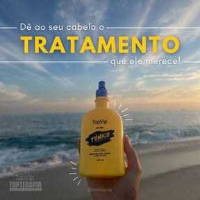 Aplicação do Tônico Fortalecedor TopVip diretamente no couro cabeludo com massagem circular